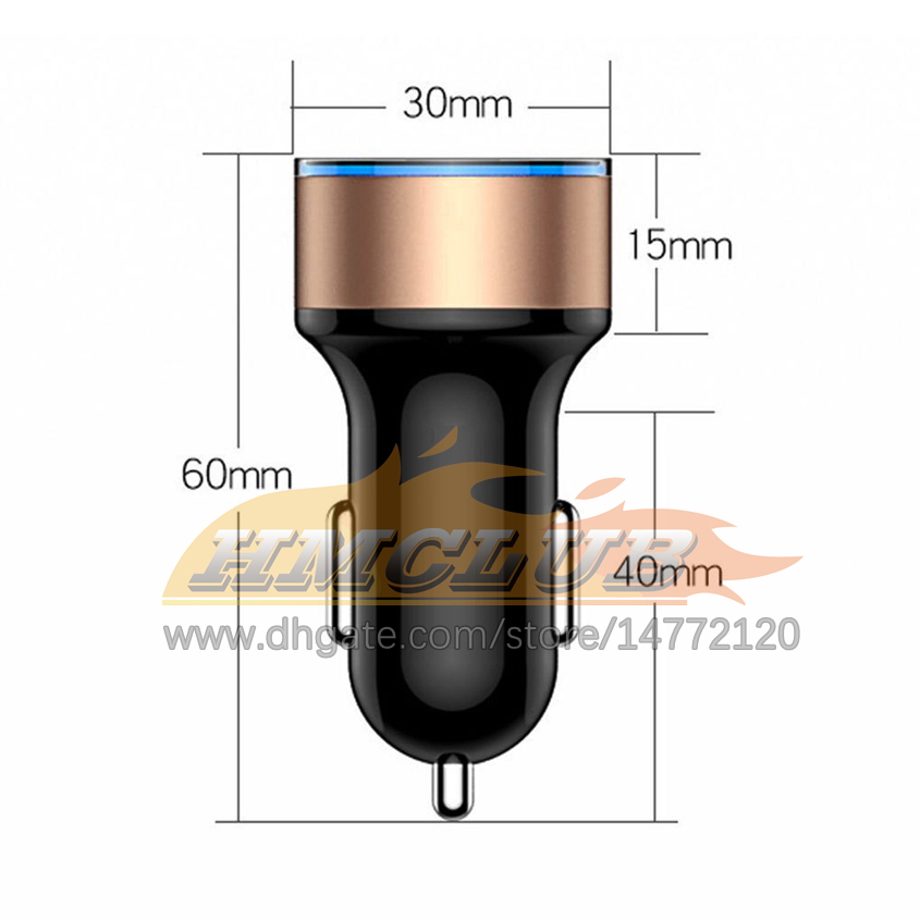 CC319 Auto-Ladegerät, 5 V, 3,1 A, Schnellladung, Dual-USB-Anschluss, LED-Anzeige, Zigarettenanzünder, LED-Voltmeter, für alle Arten von Mobiltelefonen