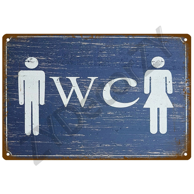 Retro Toilet Metal Painting Poster Metal Sign Decorative Wall Plate Public Place Plaque Vintage Decor 20cmx30cm Woo