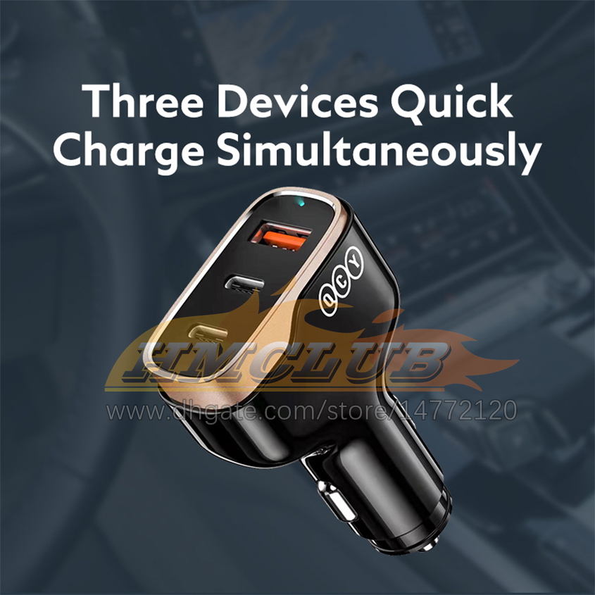 CC429 QC 3.0 CAR Charger 4 Ports PD Fast Charging in Car Type C Charge Charger Charger Charger for iPhone12 Samsung Huawei Xiaomi