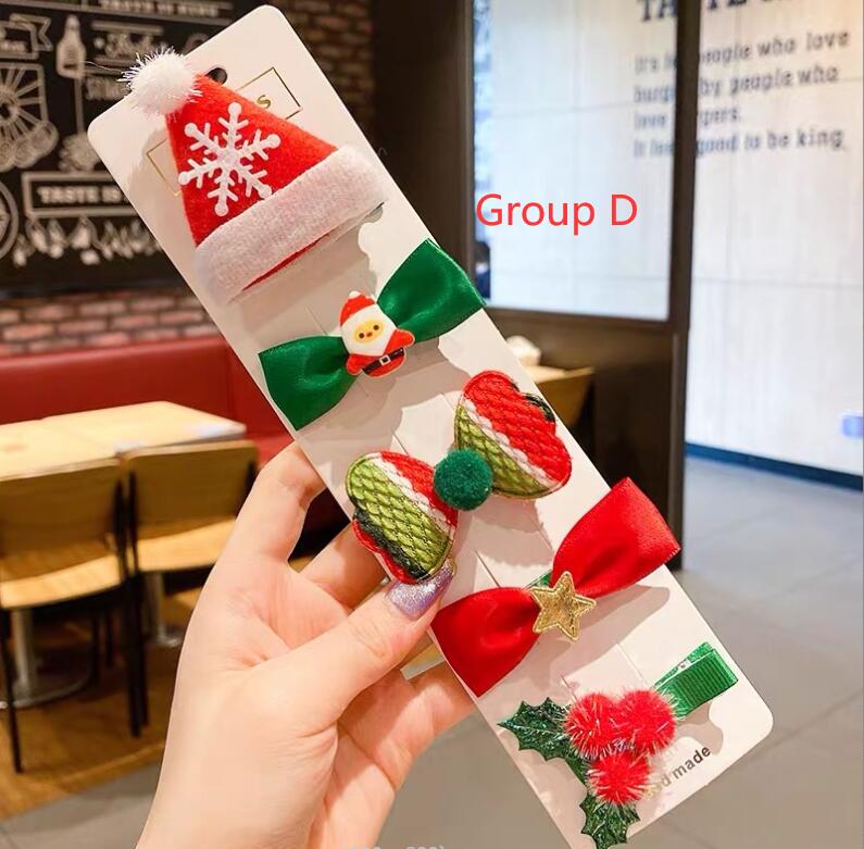 Baby Girl Christmas Snowman Tree Star Design Barrettes Niñas Accesorios Lucky Deer Snowflake kids Gift / set