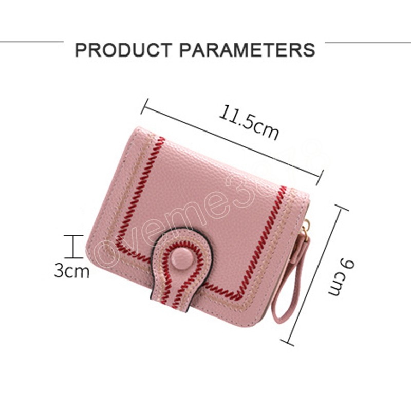 Mode femmes portefeuille en cuir femme sac à main moraillon broderie multi-emplacements porte-carte porte-monnaie fermeture éclair petits portefeuilles