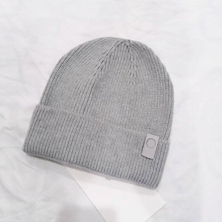 LU02 Label Knitted Beanies Hat Winter Solid Color Bonnet Beanies Hats Keep Warm