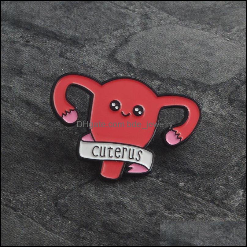 Pins Broschen Feminismus Hurra Cartoon Cuterus Uterus Emaille Pins Broschen Abzeichen Anstecknadel Zubehör Girl Power Frauenrechte Femi191m