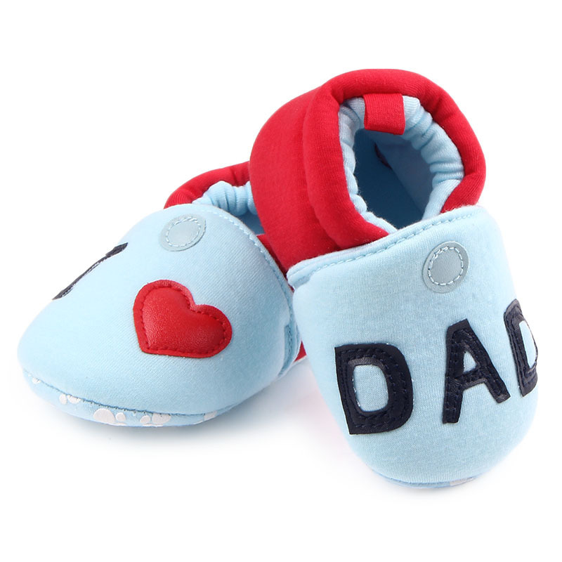 Neugeborene Lauflernschuhe für Babys, süße Kinder, Mädchen, Jungen, runde Zehen, flache Hausschuhe, weiche Hausschuhe, Schuhe, I Love MOMDAD, 018 Monate, 7460455