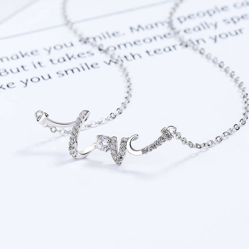 Collana d'amore personalizzata Gioielli con lettera in zircone in argento sterling 925 donna