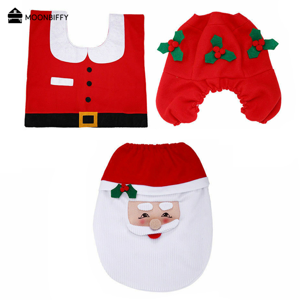 Toilet Seat Covers set Christmas Santa Clause Pattern Home Case Bathroom Decoration 221103