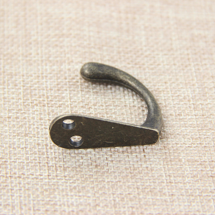 Wholesale- Single Prong Hook Hanger Antique Bronze 3.4cm x 1.4cm for Clothes Coat Robe Purse Hat DH87