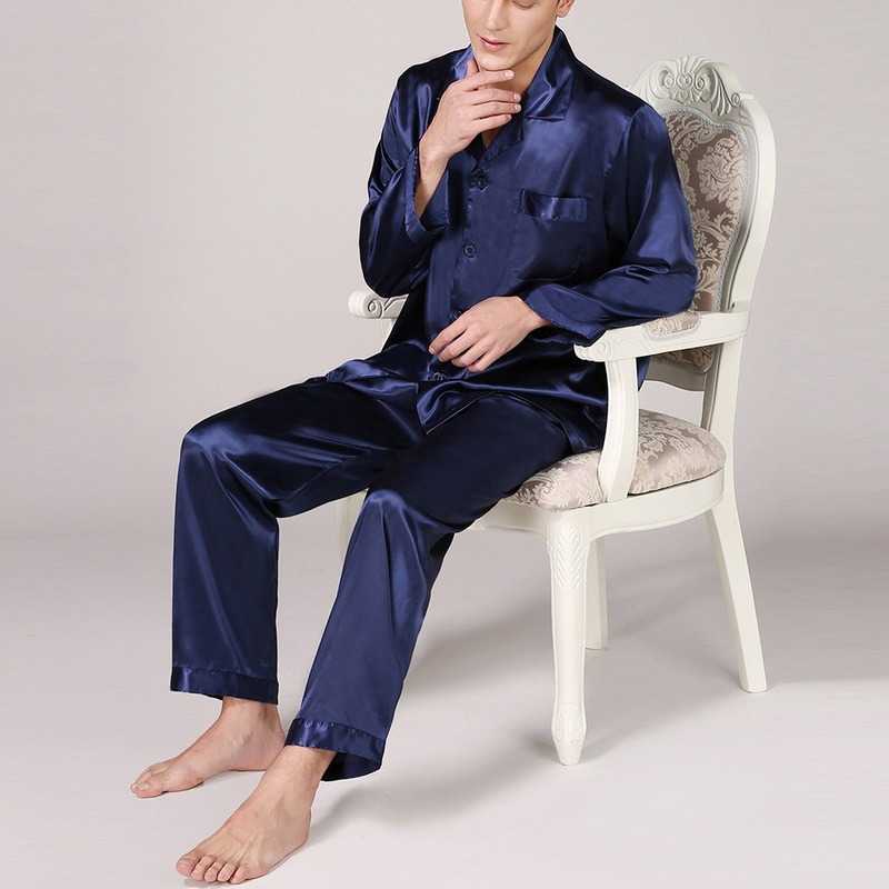Nachtkleding voor heren Klassieke satijnen pyjama voor heren Nachtkleding met lange mouwen Grote maten Zijdesatijnen pyjama voor thuis Nachtkleding Loungewear Homewear T221103