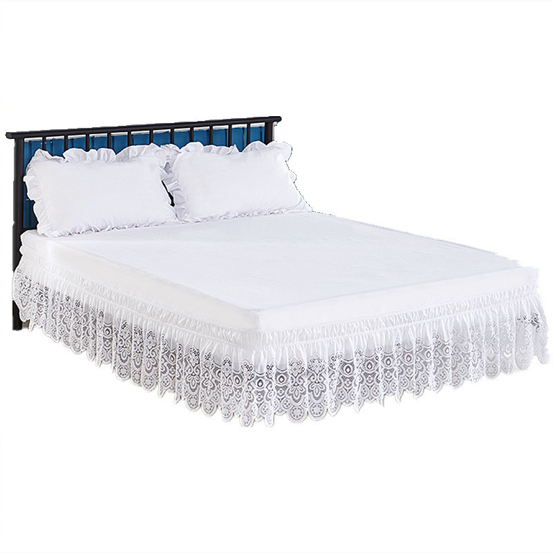 Gonna da letto I più venduti Jacquard bianco artigianale Stereoscopico pizzo floreale Avvolgente increspato Forte elastico Fantastico prodotto ricco 221103