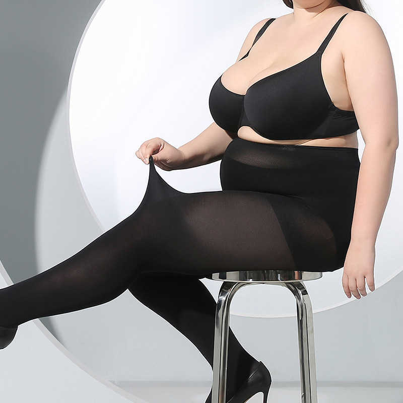 Combinaisons pour femmes Barboteuses Grande Taille Collants Femmes Plus Collants Solide Couleur Noir Respirant Sexy Super Élastique Grand Nylon Femme Y2302