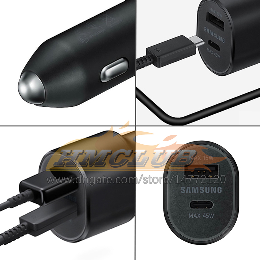 CC383 Original Samsung 60W 2 Ports Car Charger 45W 15W USB Type C PD Fast Car Charge Adapter لـ Samsung Z Flip 3 S22 S21 Ultra/ Plus