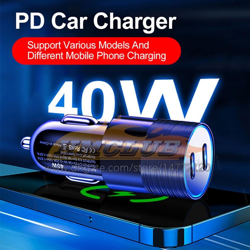 CC414 Car Charger For Cigarette Lighter PD Type C Fast Charging 5V3A Dual USB Mobile Phone Power Adapter For Iphone 13 Pro Max Samsung