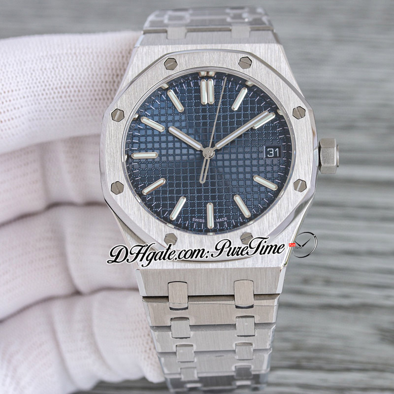 TWF 41mm 1551 A4302 Automático Relógio do 50º aniversário Blue texturizou marcadores de palmada de aço inoxidável Relógios Super Edition PureTime C3
