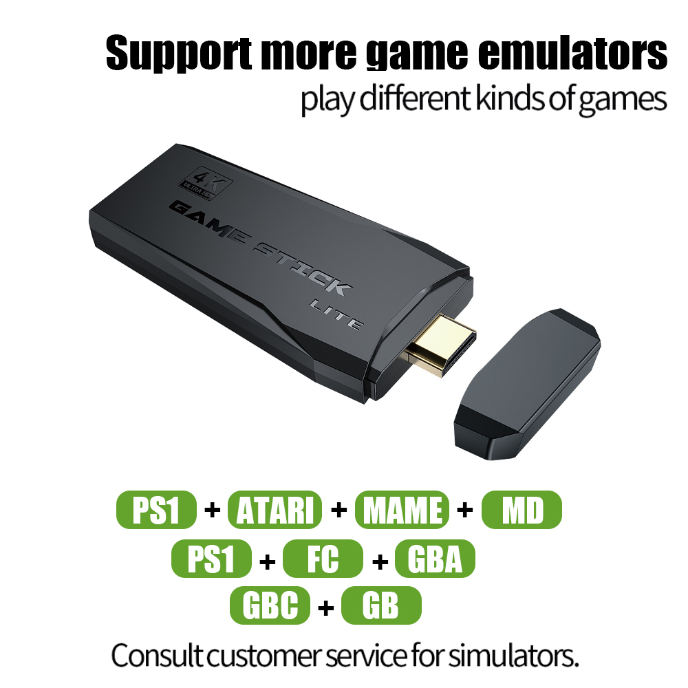 Lecteurs de jeux portables Console vidéo HD 64G Boîte de jeu 10000 intégrée 2.4G Double contrôleur sans fil Rétro portable s Stick pour PS1 / GBA TV 221104
