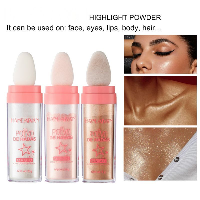 3 kleuren Highlighter Powder Polvo de Hadas Glitter Poeder Shimmer Contour Blush Makeup Foundation For Face Body Hoogtepunt 9G