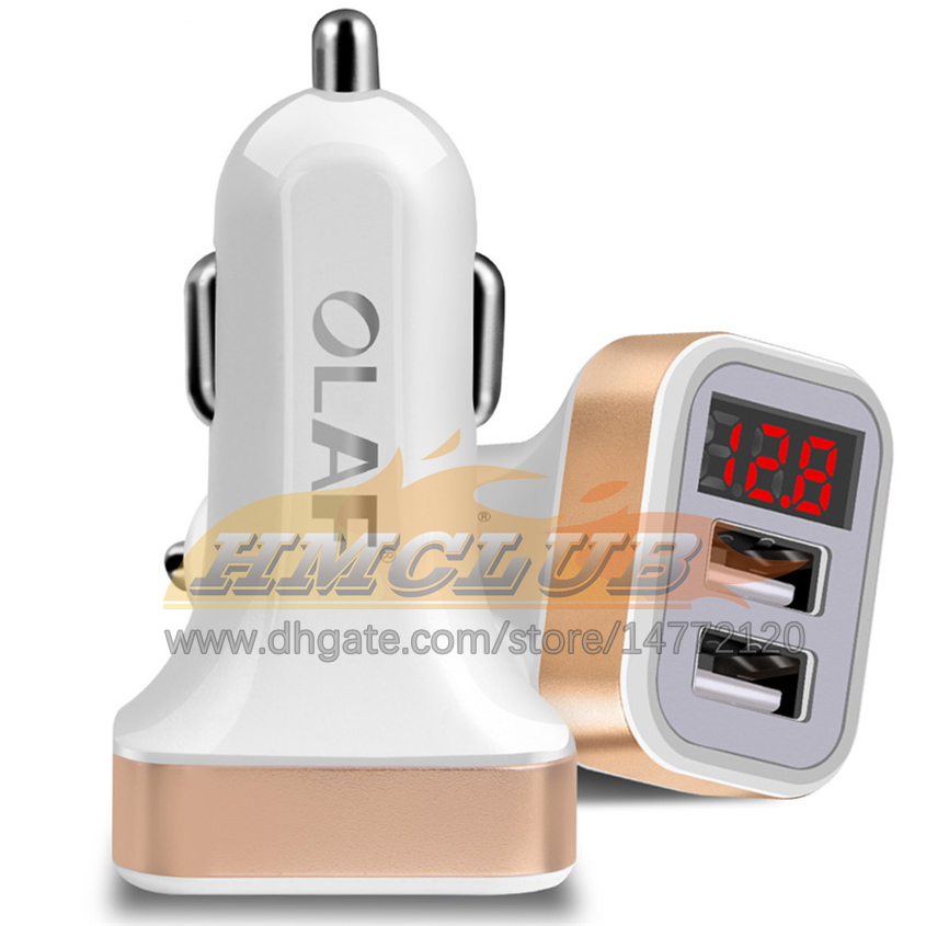 CC431 مزدوج USB Car Charger LED DIGITAL DISTRAL GPS Auto Fast Charge Adapter USB Margers لشاحن سيارات Samsung Xiaomi Tablet