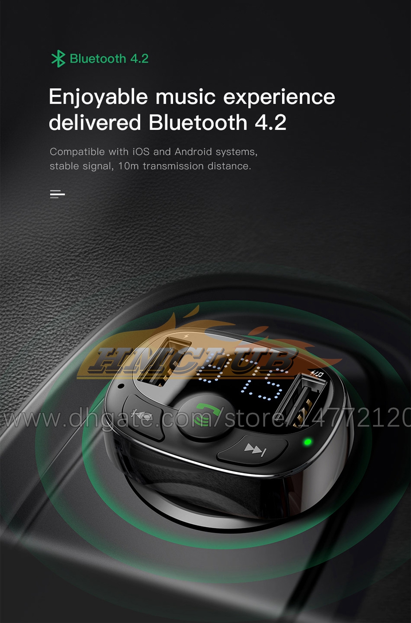 CC456 Araba Şarj Cihazı FM Verici Aux Modülatör Kablosuz Bluetooth Handfree Araba Kiti Araba Ses Mp3 çalar hızlı şarj çift usb
