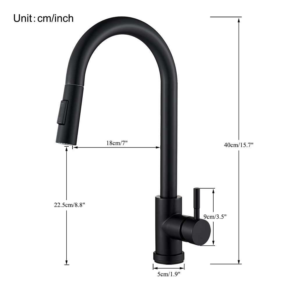 Kitchen Faucets Black Faucet Two Function Single Handle Pull Out Mixer and Cold Water Taps Deck Mounted 221103