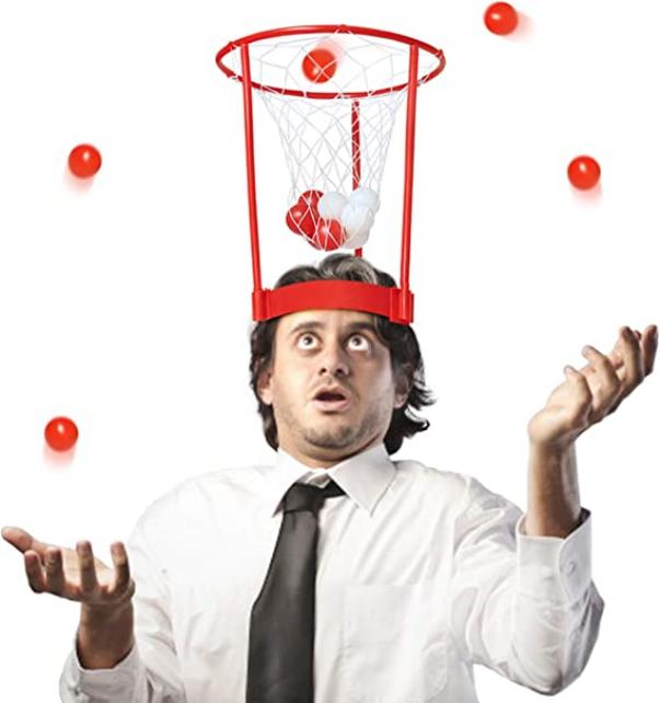 Novelty Place Head Hoop Basketball Game Game Juego para niños adultos 1 Tandilla de baloncesto ajustable con 20 bolas Red White
