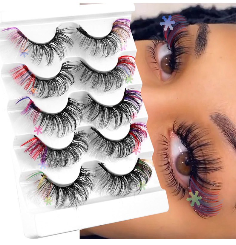 Extensions de faux cils colorés épais et doux, bouclés, croisés, réutilisables, faits à la main, multicouches en vison, faux cils, bande complète, 4 modèles DHL