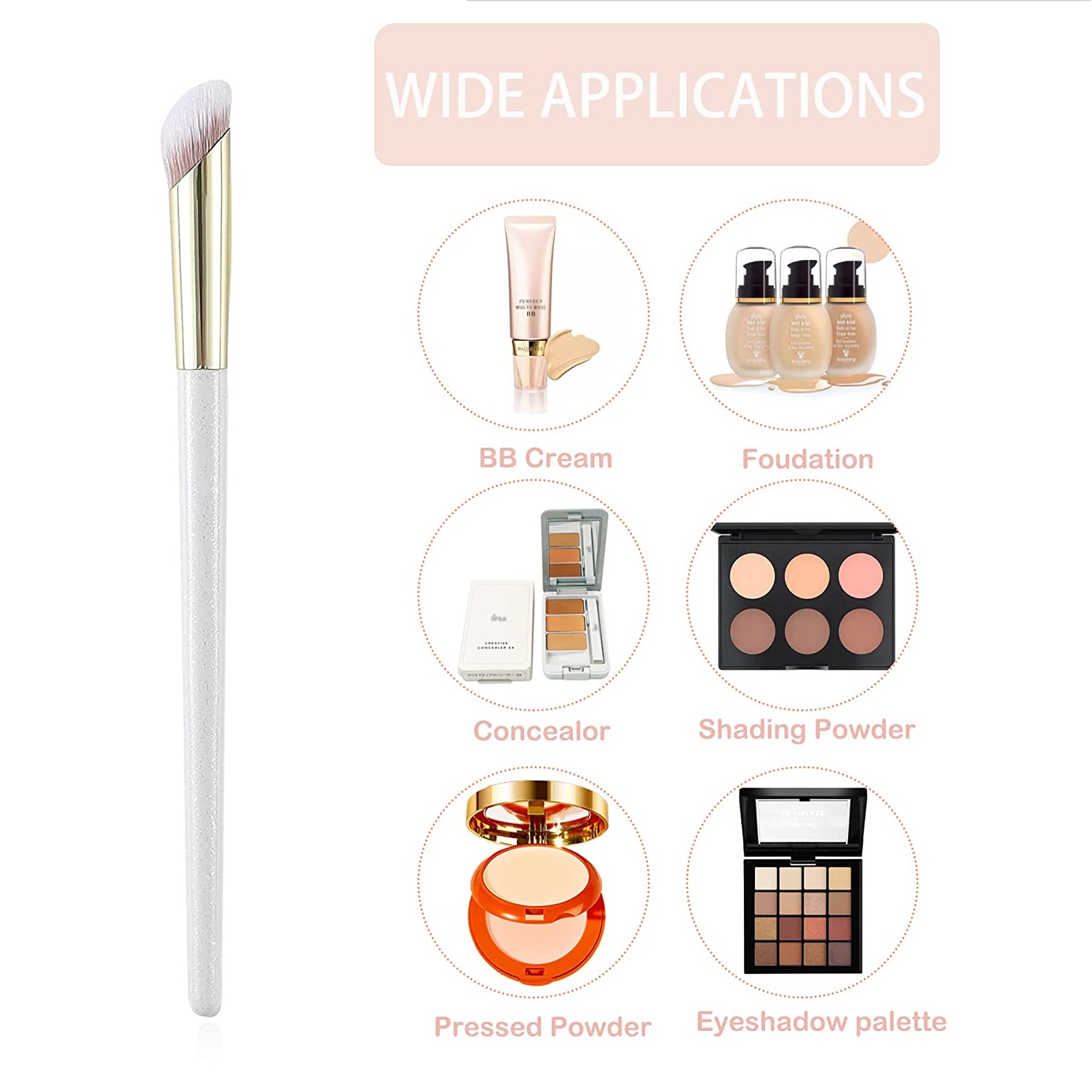 Concealer Brush Under Eye Nose Contour Makeup Brushes for Dark Circles Around Eyes Puffiness Eyebrow Puffy CC Cream Liquid Foundation