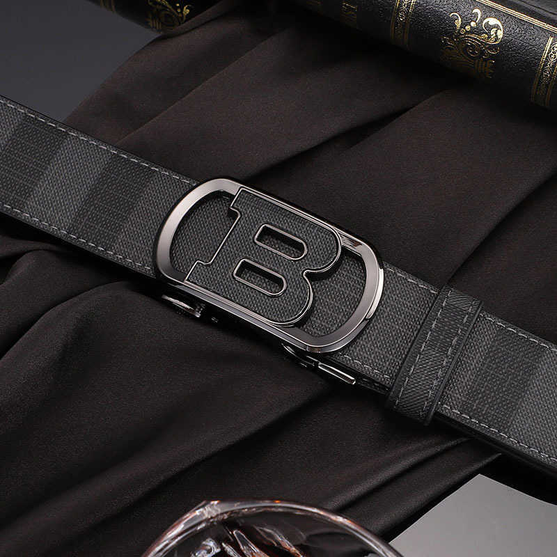 Marca de moda masculina cinto de couro designer letra b fivela automática xadrez negócios casual belt272e