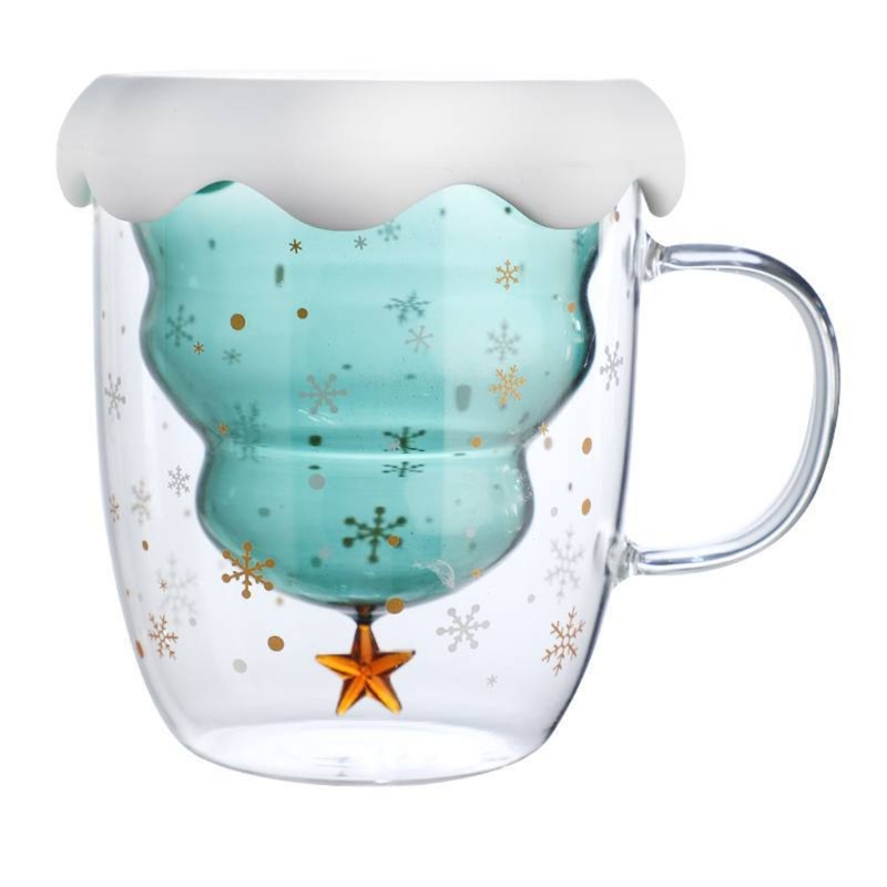 créatif nouveaux gobelets résistant à la chaleur Double paroi tasse en verre tasse à café avec couvercle mignon cadeaux de noël SS1104