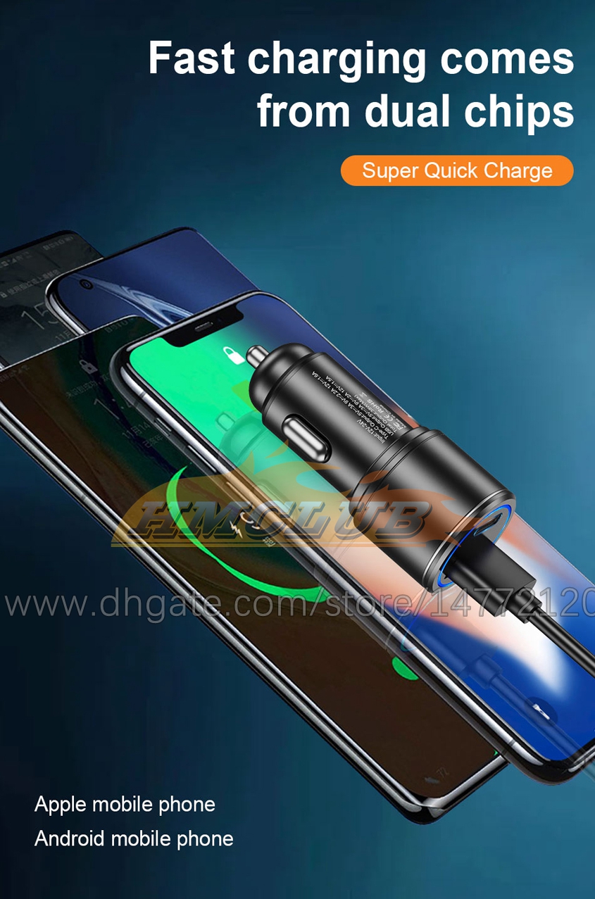 Chargeur de voiture USB CC392 6A, Charge rapide PD 20W pour iphone 13 12 Pro Max, Charge rapide pour téléphone portable Xiaomi Auto Type C QC3.0