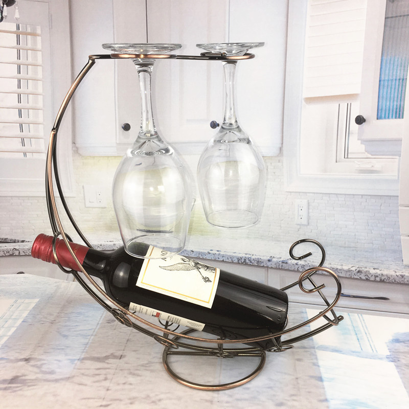 Metal Tabletop Wine Racks Table Decorations Kitchen Glass Cup Holder Red Wine Bottle Stand