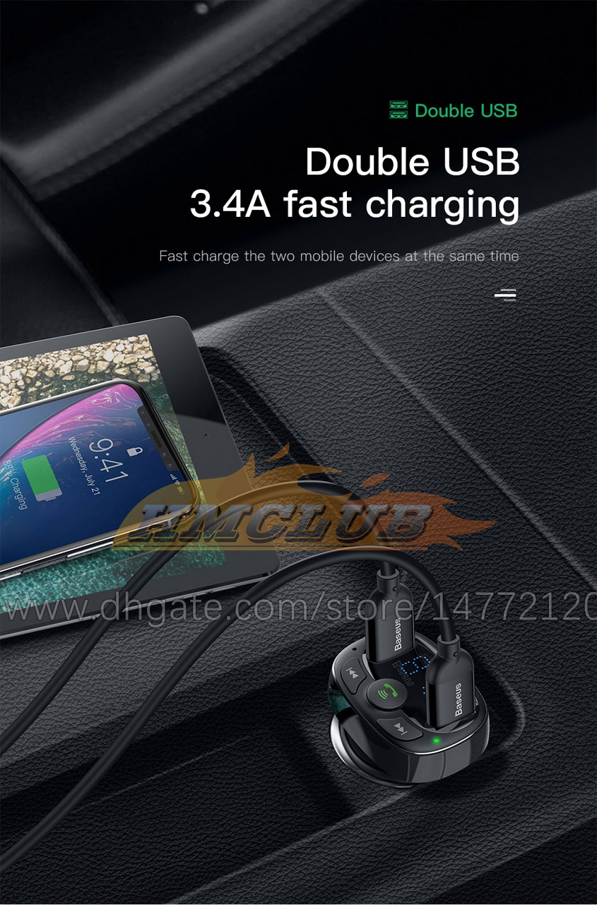 CC456 Araba Şarj Cihazı FM Verici Aux Modülatör Kablosuz Bluetooth Handfree Araba Kiti Araba Ses Mp3 çalar hızlı şarj çift usb