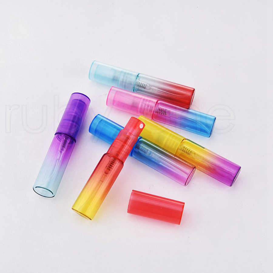 Pulvérisateur en plastique Gradient Couleur Parfum Bouteille Échantillon Perfume bouteille Mini mini vide Portable Travel Botella de Perfume