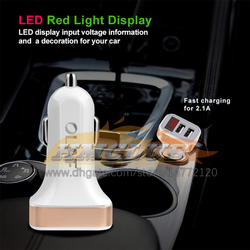 CC431 مزدوج USB Car Charger LED DIGITAL DISTRAL GPS Auto Fast Charge Adapter USB Margers لشاحن سيارات Samsung Xiaomi Tablet