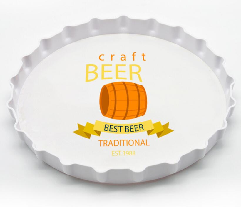 Custom logo 13inch Plastic Beer Tea Fruit trays Round wave Tray for Bar KTV Restaurant party