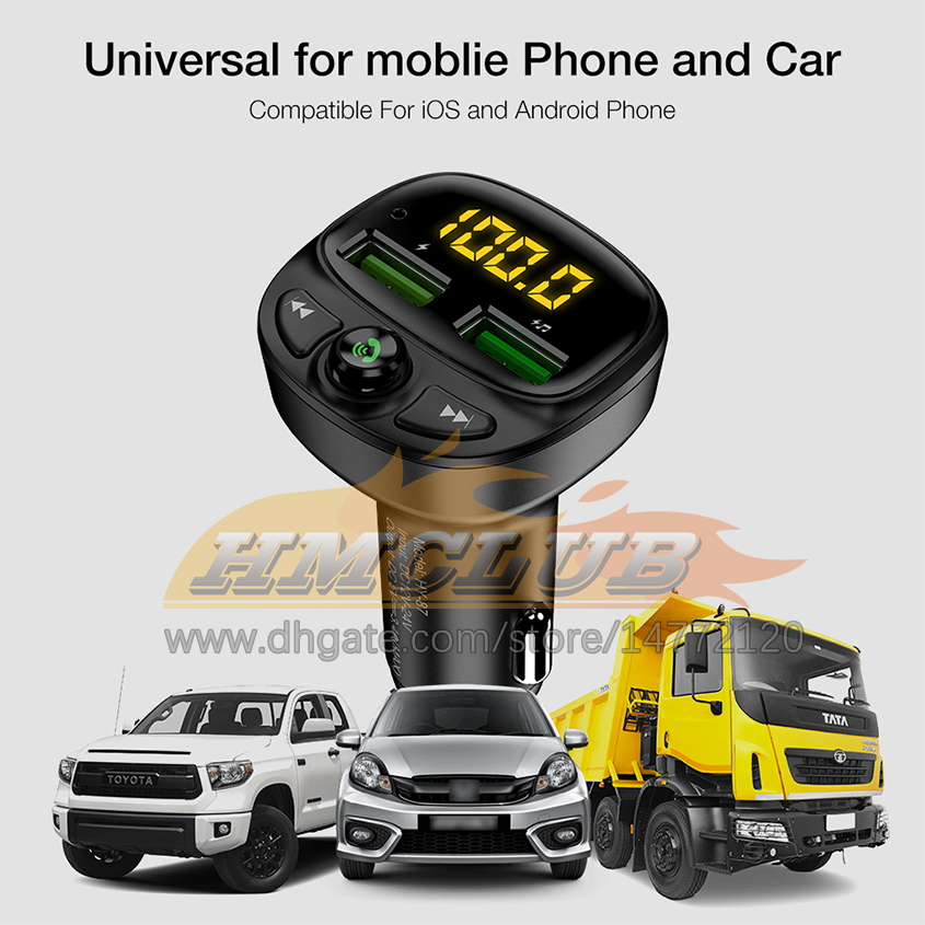 CC441 Multifunctionele 3.4A Fast Car Charger FM Zender Bluetooth Player Dual USB Sigarettenaansteker MP3 TF MUZIEK AUTOUS KITS