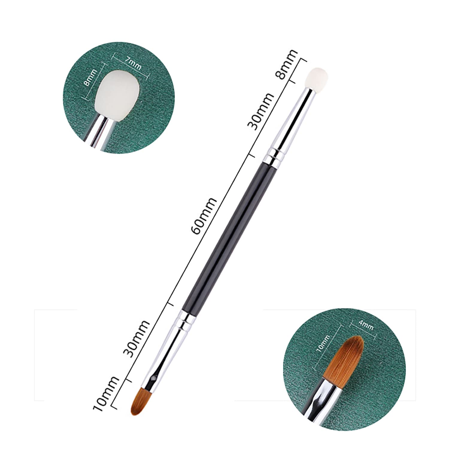 T301Pinceaux de maquillage Pinceau anti-cernes plat à double extrémité avec éponge de maquillage pour les cernes, les poches, les yeux gonflés, le fond de teint liquide