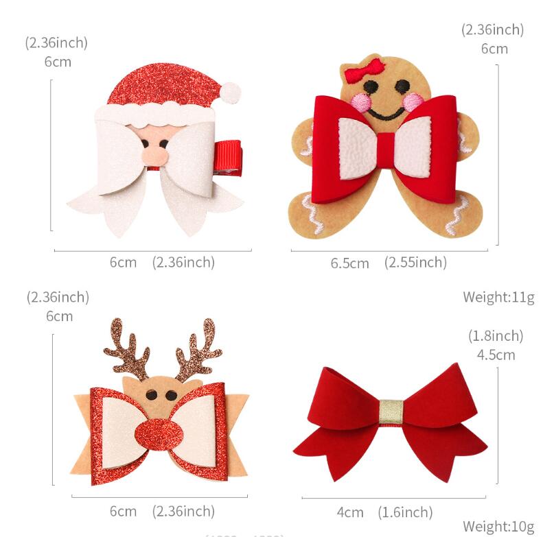 INS 8 cores cerca de 2,36 polegadas de Natal Paillette Hair Bow Girl Barrettes Girls Acessórios Lucky Deer Horn Kids Party Clipper Gift