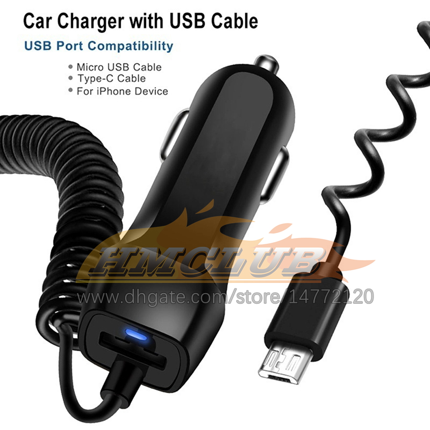 CC365 USB Car Phone Charger Cars Chargers Fast Charging Charge Micro Type C Lighting Cable for iPhone for Samsung