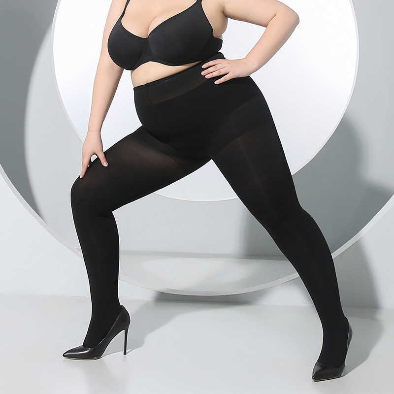 Combinaisons pour femmes Barboteuses Grande Taille Collants Femmes Plus Collants Solide Couleur Noir Respirant Sexy Super Élastique Grand Nylon Femme Y2302