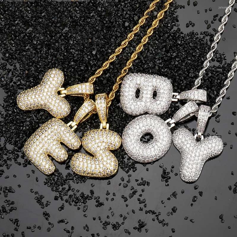 Pendanthalsband Rostfritt stål Iced Out Letter Halsband A-Z 26 Inledande alfabetnamn Ropkedja för kvinnor Män guld Silver 24inc2709