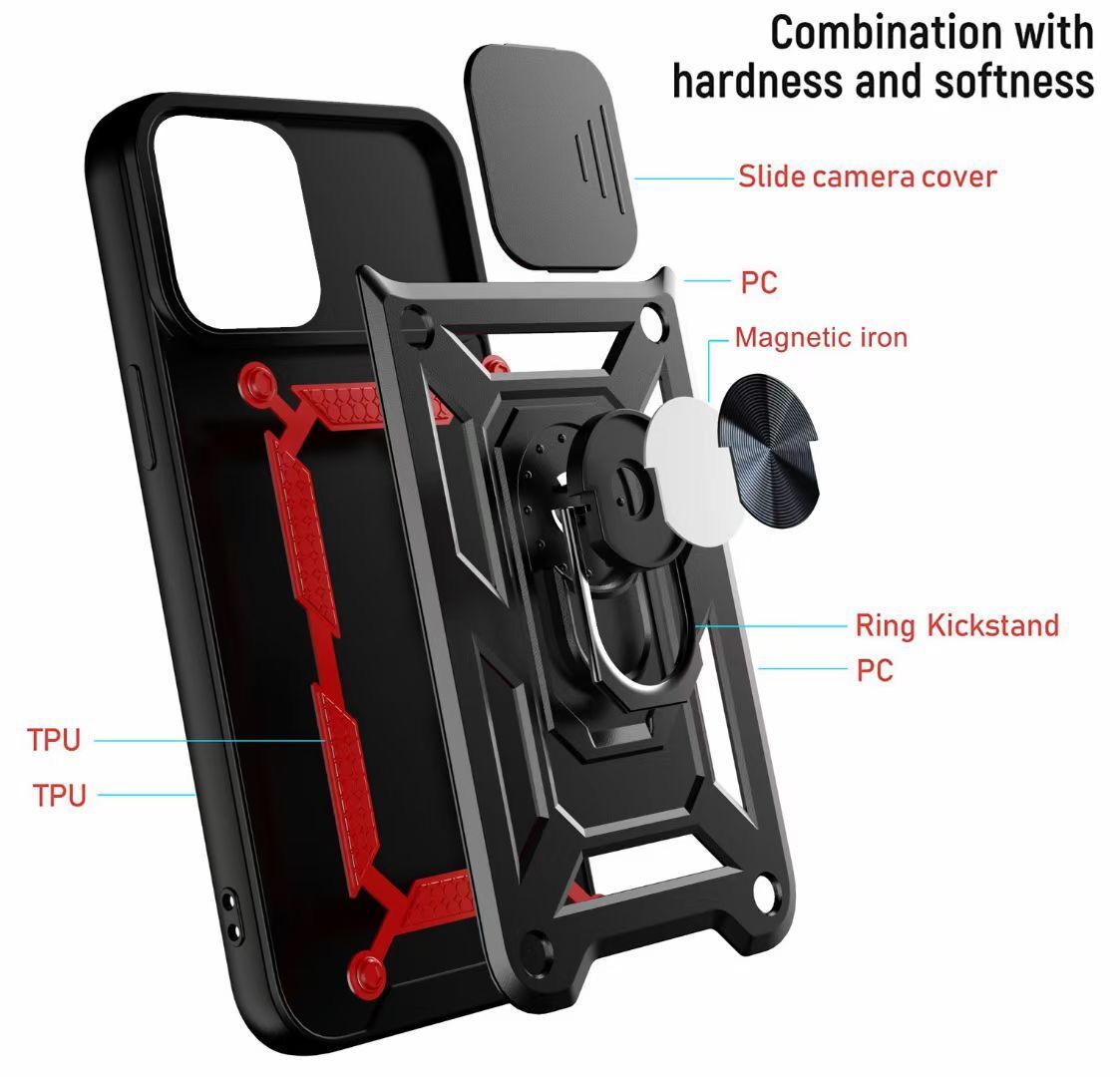 Porte-anneau Support De Voiture Magnétique Téléphone Cas Pour Iphone 14 13 12 Mini 11 PRO MAX X XS Max XR 7 8 Plus Caméra Glissière Protéger La Couverture