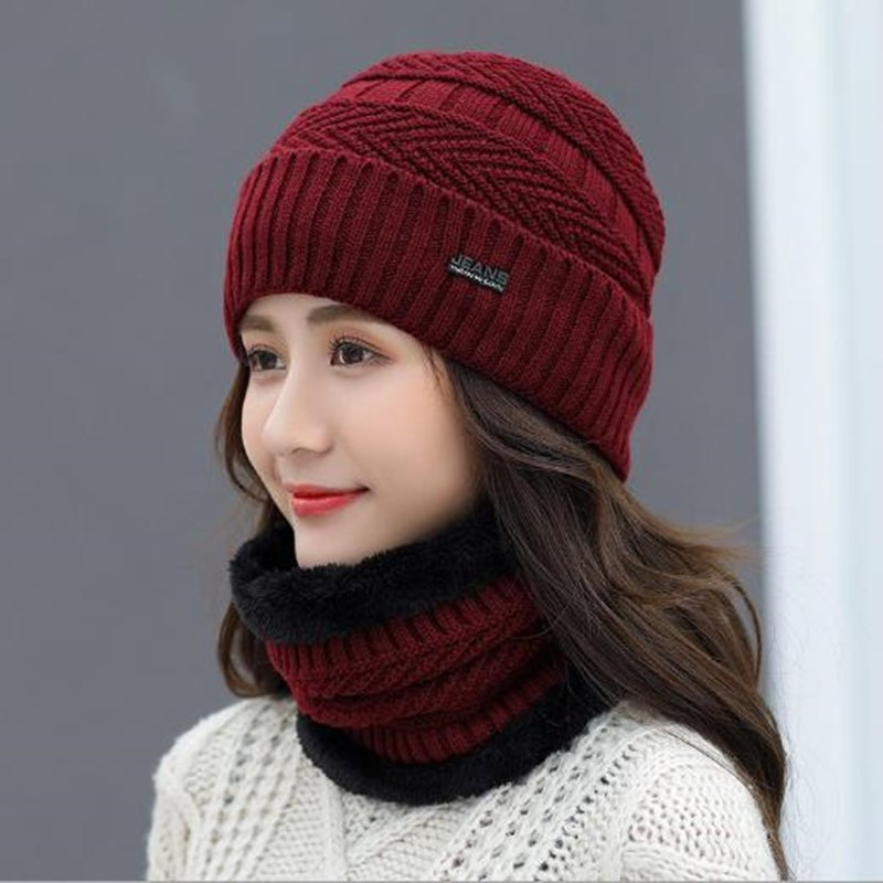 2 pzInverno Caldo Beanie Cappello Gli Uomini Cappello Lavorato A Maglia Berretto Invernale Donne di Lana Spessa Collo Sciarpa Caps Balaclava maschera Bonnet Cappelli Set