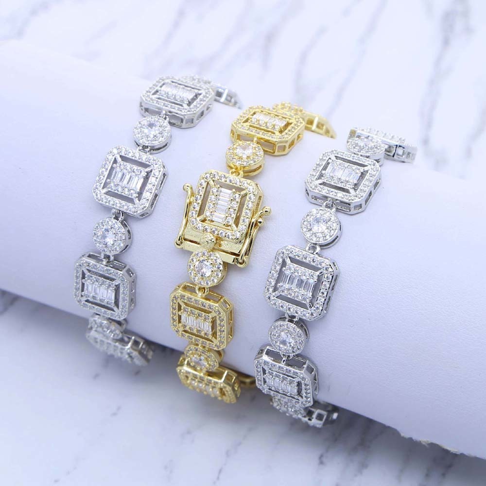 Charm Bracelets Gold Silver Color Iced Out Bling CZ Cluster Tennis Chain Bracelet For Women Fashion Sparking 5A Cubic Zirconia Wedding Jewelry 221105