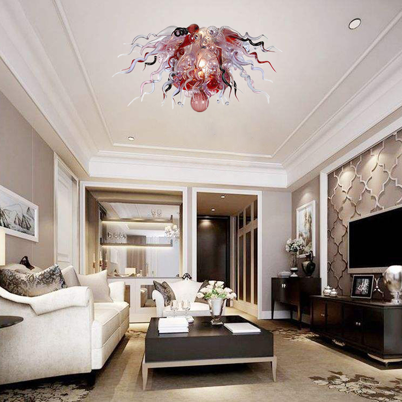 Lyxslampor heminredning handbl￥st glas ljuskrona belysning flerf￤rgad modern glanskronor ledande ljusk￤lla f￶r Hotel Mall Club Living Room Fixtures LR659