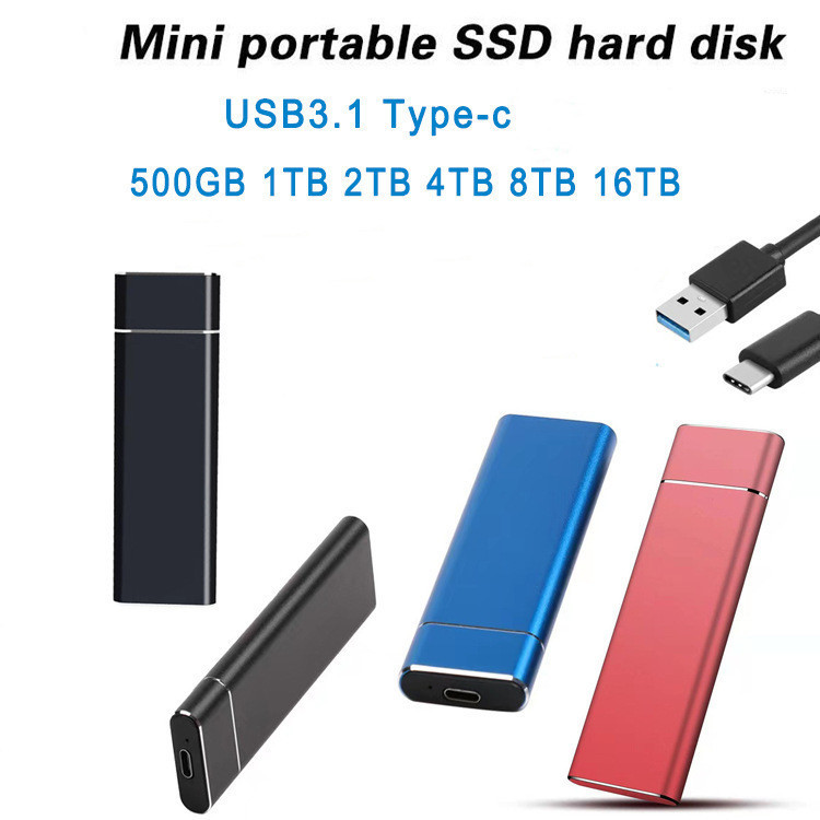 Sabit Sürücüler Taşınabilir Yüksek Hızlı Harici 1 TB 2TB 64TB SSD Çıkarılabilir Depolama Aygıtı USB3.1 Dizüstü Bilgisayar Mikro Bileli 221105