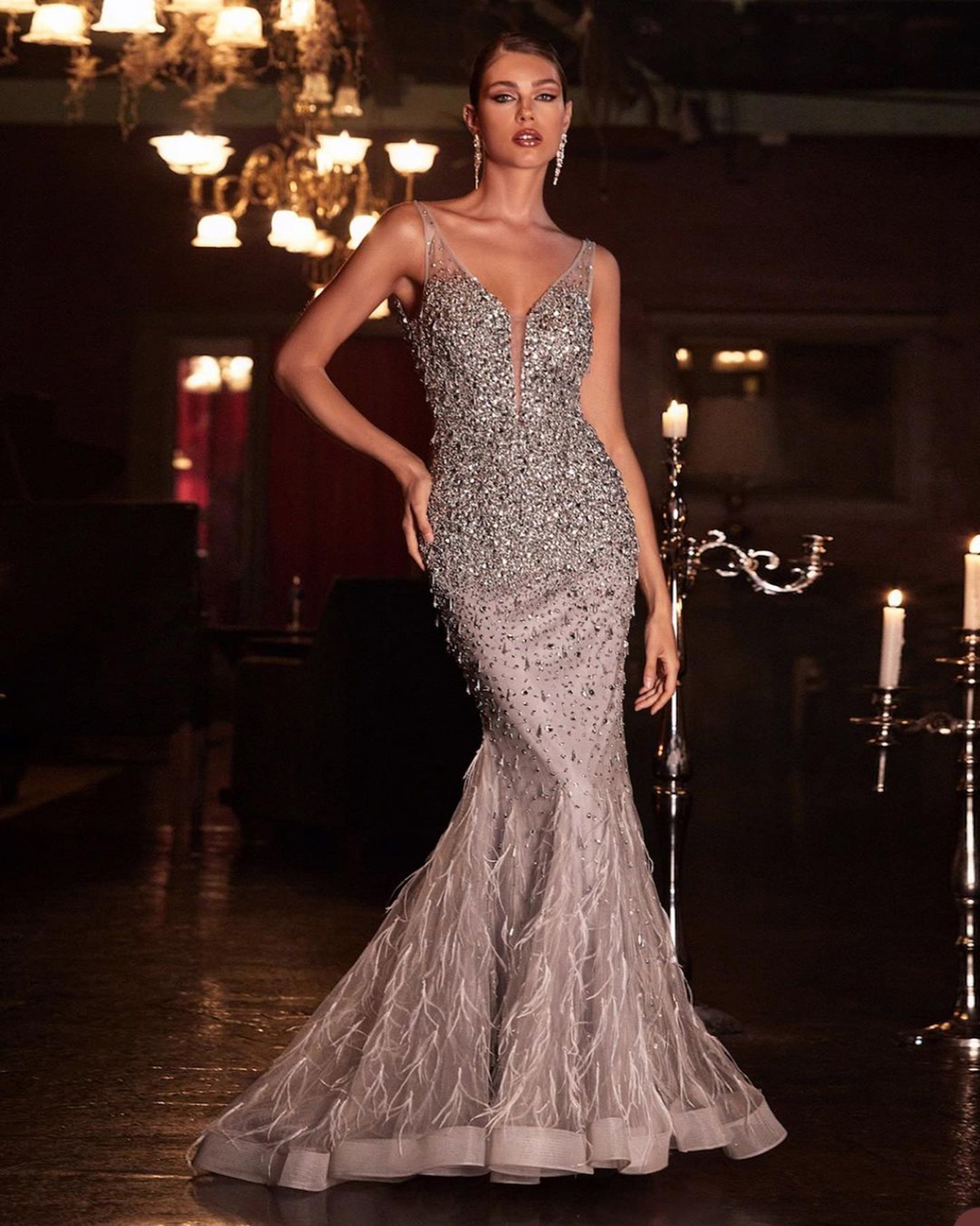 Vestidos de baile elegantes Mermaid V-deco