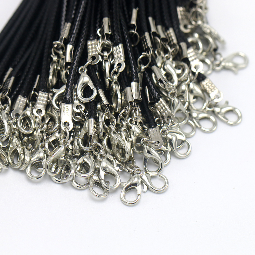 Pendanthalsband lot bulk 12mm svart vaxlädersladd sträng reptrådförlängningskedja för smycken som gör hela 3798223