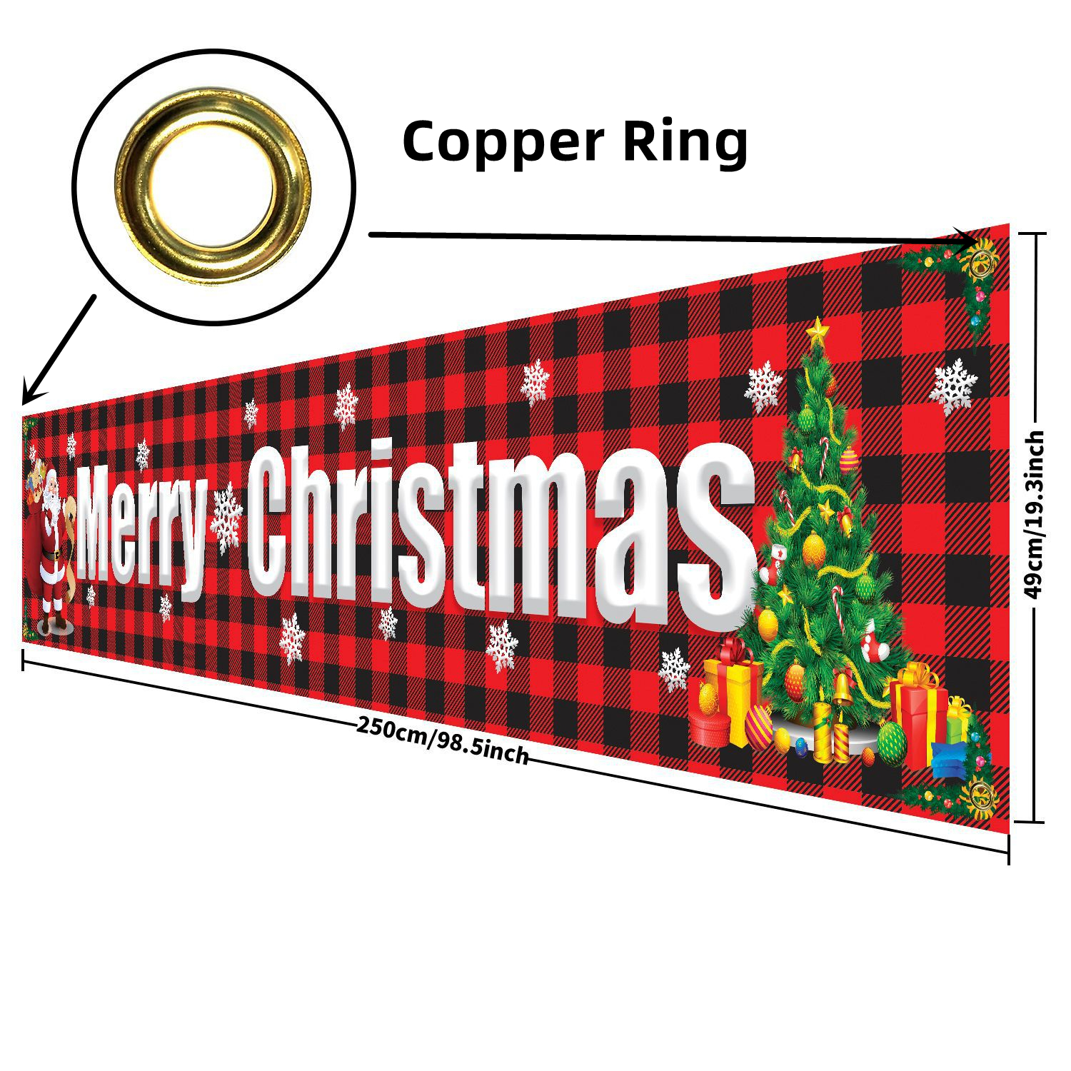 Kerstdecoraties Merry Banner 250 cm Lange hangende plaid met Santa Claus Tree For Yard Party Decor 221104