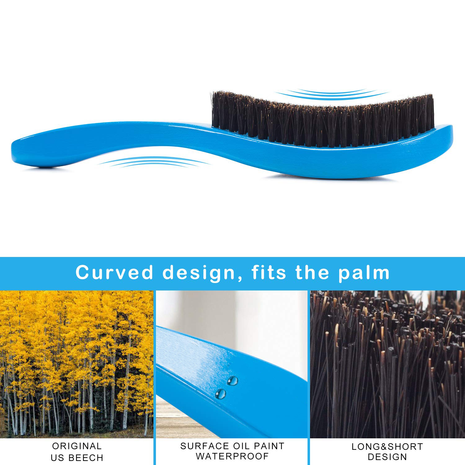 Hårborstar Drewti Beech Wood Nylon Boar Bristle 360 ​​Wave Brush Long Handle Brush For Afro Men Black Short African Comb Hard Medi9392784