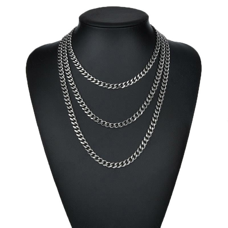 Fashion Cuban Link Chain Necklace For Men Woman Basic Punk Rostfritt stålhalsband Male