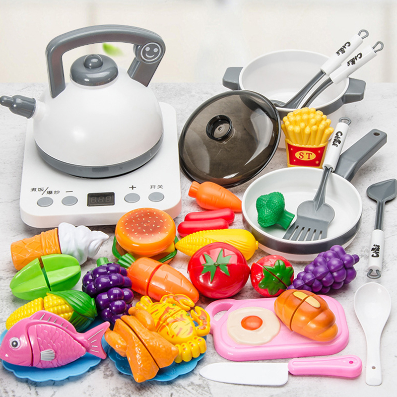 Cucine Gioca Cibo Bambini Cucina in plastica Giocattolo Carrello della spesa Set Taglia frutta e verdura Casa Simulazione Giocattoli Educazione precoce Regali ragazze 221105